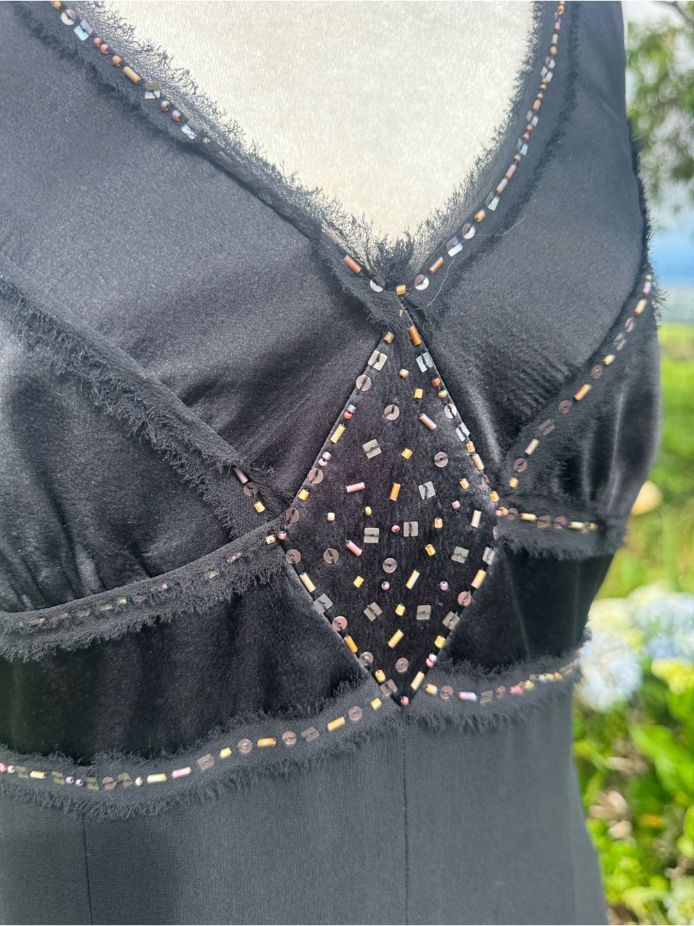 Vintage 90s Nine West Black Silk Embroidered Sleeveless Party Cocktail Dress 8 - Picture 3 of 8